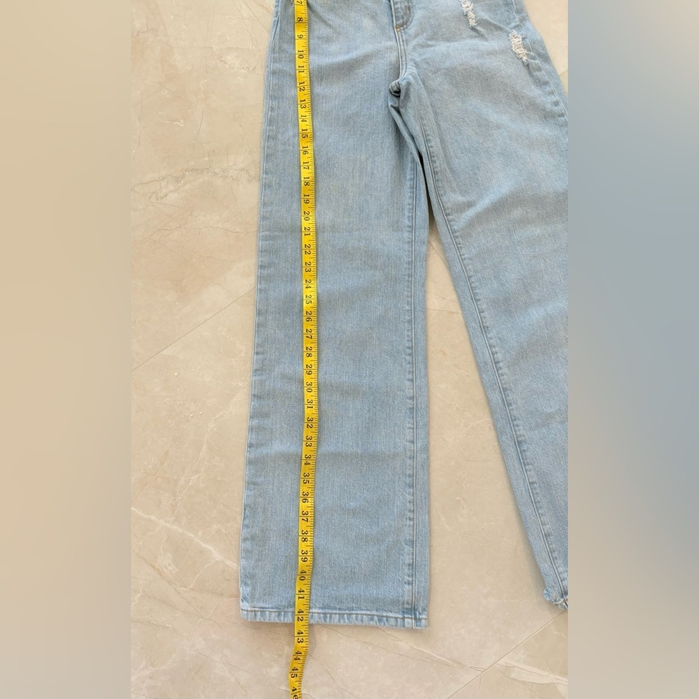 CARMAR Distressed High-Rise Boyfriend Jeans Light Wash Size 24 Wide Leg 5 Pocket - Picture 8 of 10